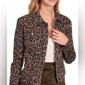 Nine West Jeans Sarah Denim Jacket Tan Bengal Bonanza Medium animal print